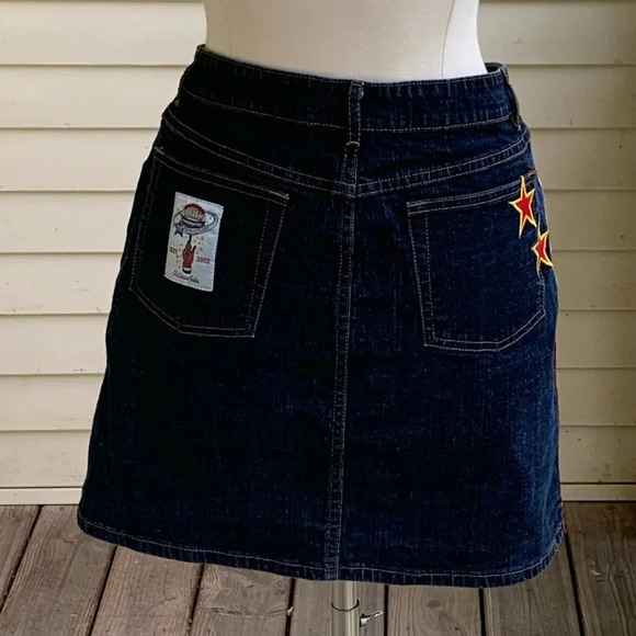 Fubu Harlem Globetrotters Denim Skirt Size 11/12 Vintage Jean Mini Basketball - Picture 2 of 10